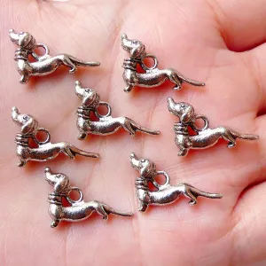 3D Dachshund Charms Dog Charm Pet Charm (7pcs / 18mm x 13mm / Tibetan Silver / 2 Sided) Puppy Pendant Animal Keychain Bookmark Charm CHM1074