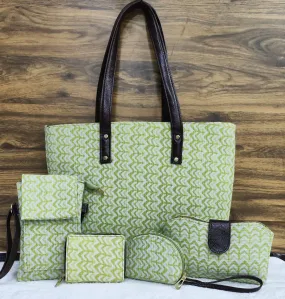 5-Piece Light Green Combo Bag Set with Accessories