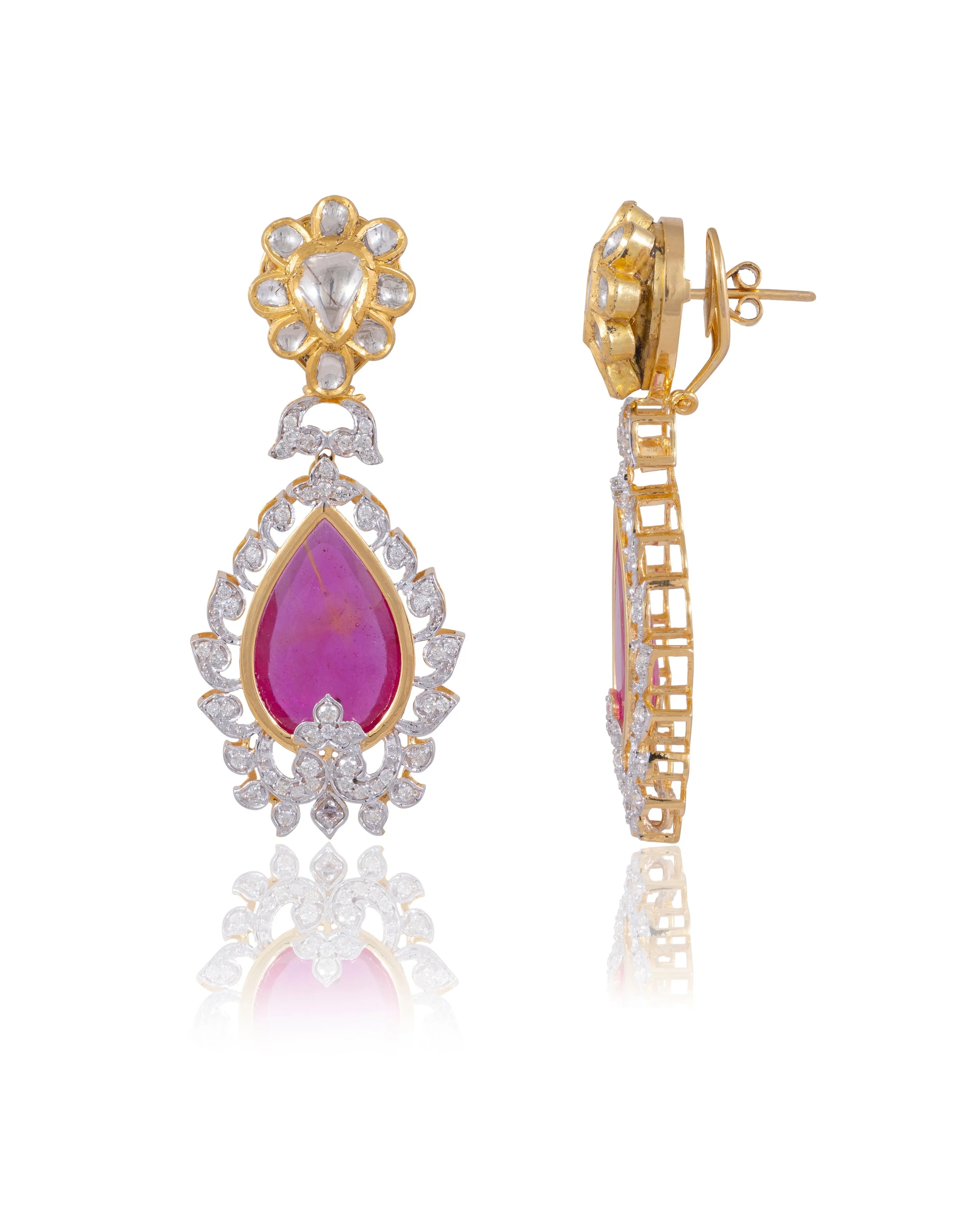 Abigail Jadau Polki And Diamond Long Earrings