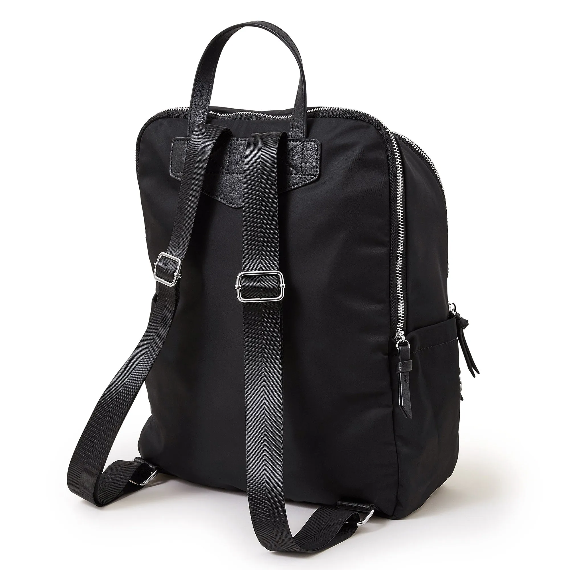 Accessorize London Women's Black Plain Nylon Rucksack Backpack