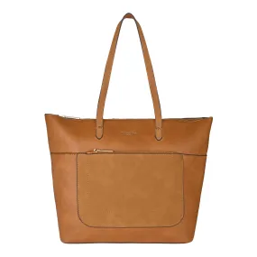 Accessorize London Women's Faux Leather Tan Spacious Emily Tote Bag