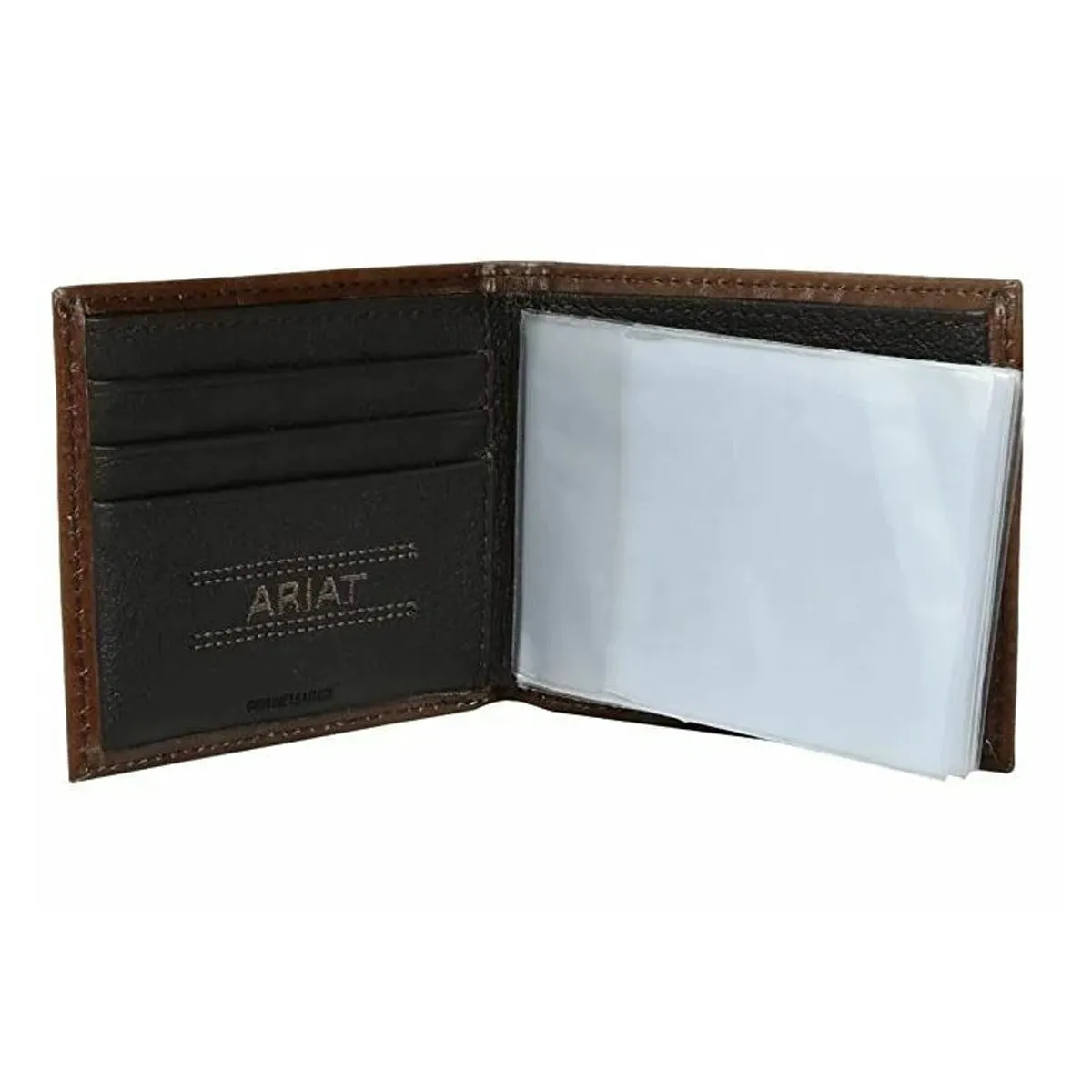 Ariat Men's Premium Floral Embossed Bi Fold Wallet - Brown