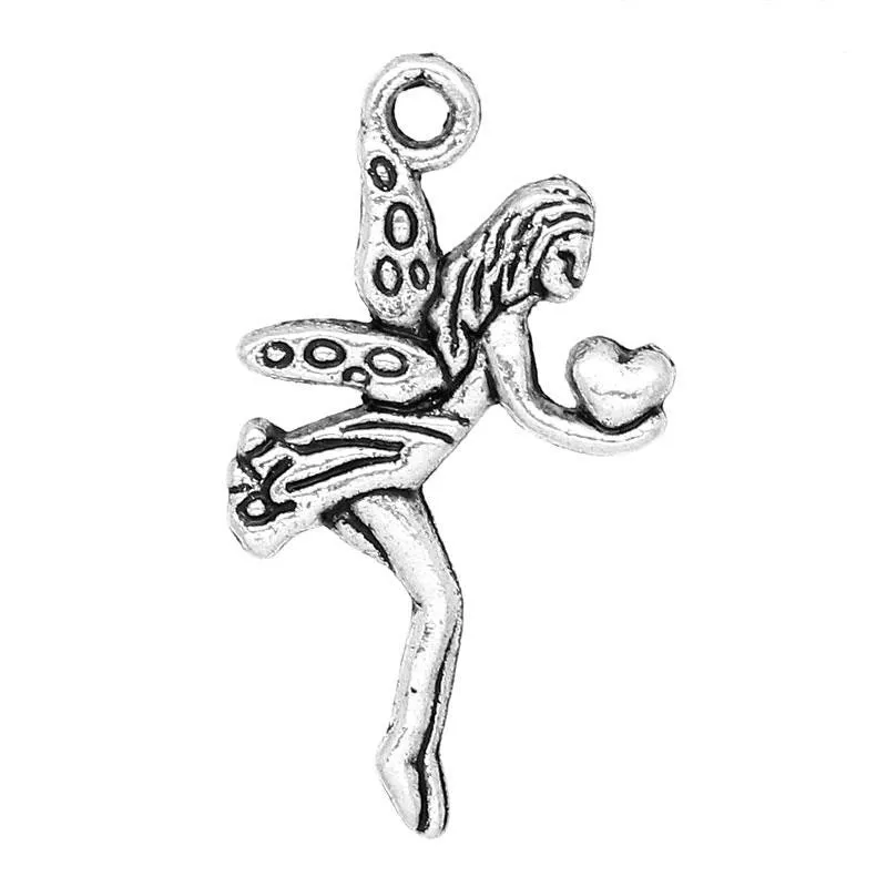 AVBeads Bulk Charms Fairy Charms Gift 24mm x 13mm Silver Metal Charms 100pcs