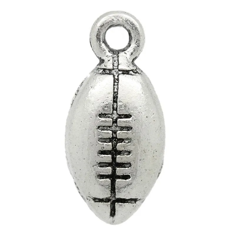 AVBeads Fun Football Charms Silver 15mm x 7mm Metal Charms 10pcs