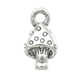 AVBeads Nature Fairy Mushroom Charms Silver 12mm x 7mm Metal Charms 10pcs