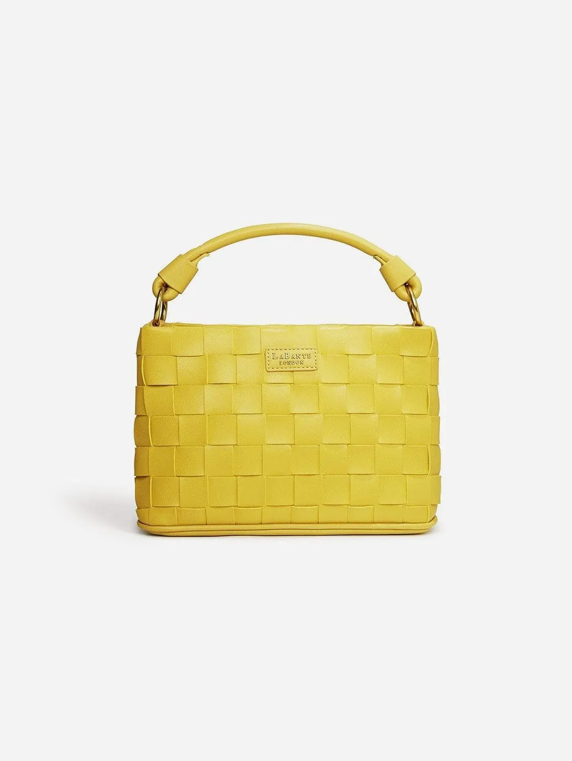 Baby Bella Woven Vegan Leather Crossbody Bag | Mustard