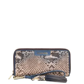 BD207PI - CUADRA SKY BLUE FASHION PYTHON WRISTLET WALLET CLUTCH FOR WOMAN