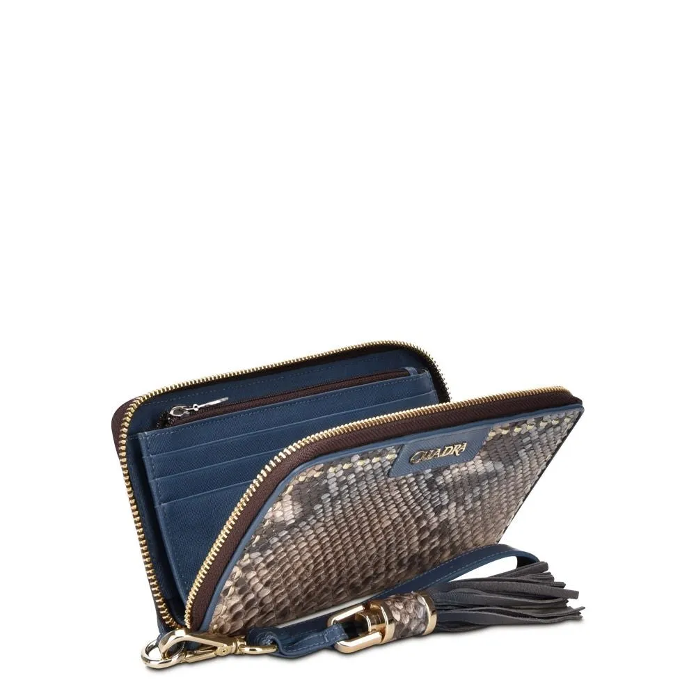 BD207PI - CUADRA SKY BLUE FASHION PYTHON WRISTLET WALLET CLUTCH FOR WOMAN