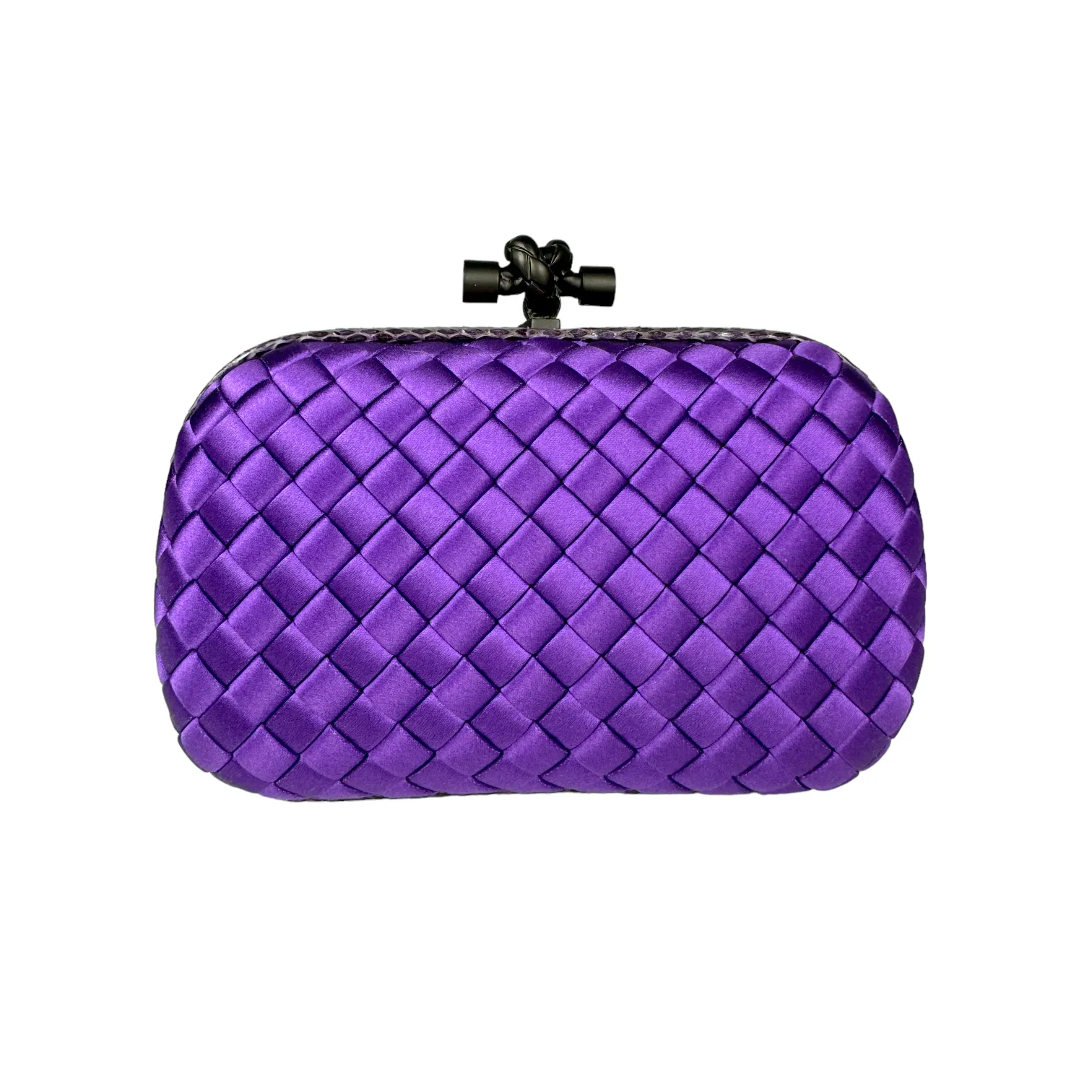 Bottega Veneta Knot Clutch Purple Satin