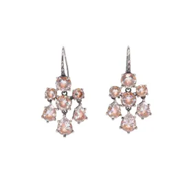 Elegant Bottega Veneta Orange Oxidized Silver Chandelier Earrings with Distinctive Design