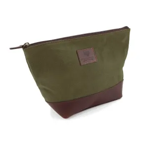 British Bag Co. Khaki Waxed Canvas Washbag