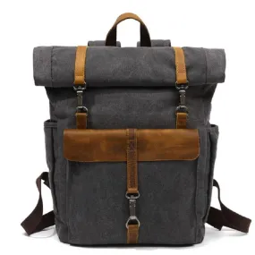 Canvas Leather Travel Daypack 20 Liter Backpack in 5 Colors