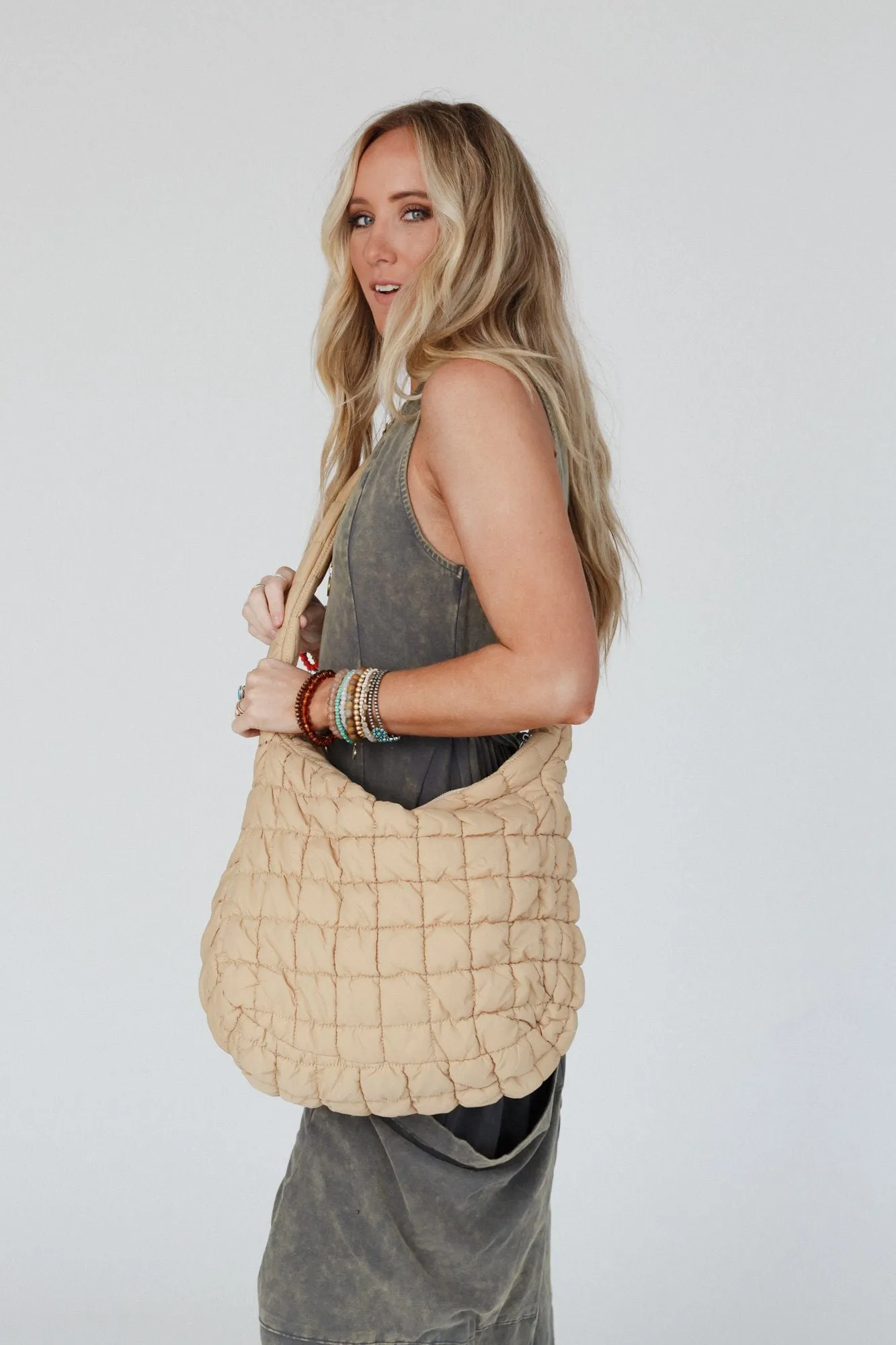 Cloud Dreamer Quilted Crossbody Bag - Mocha