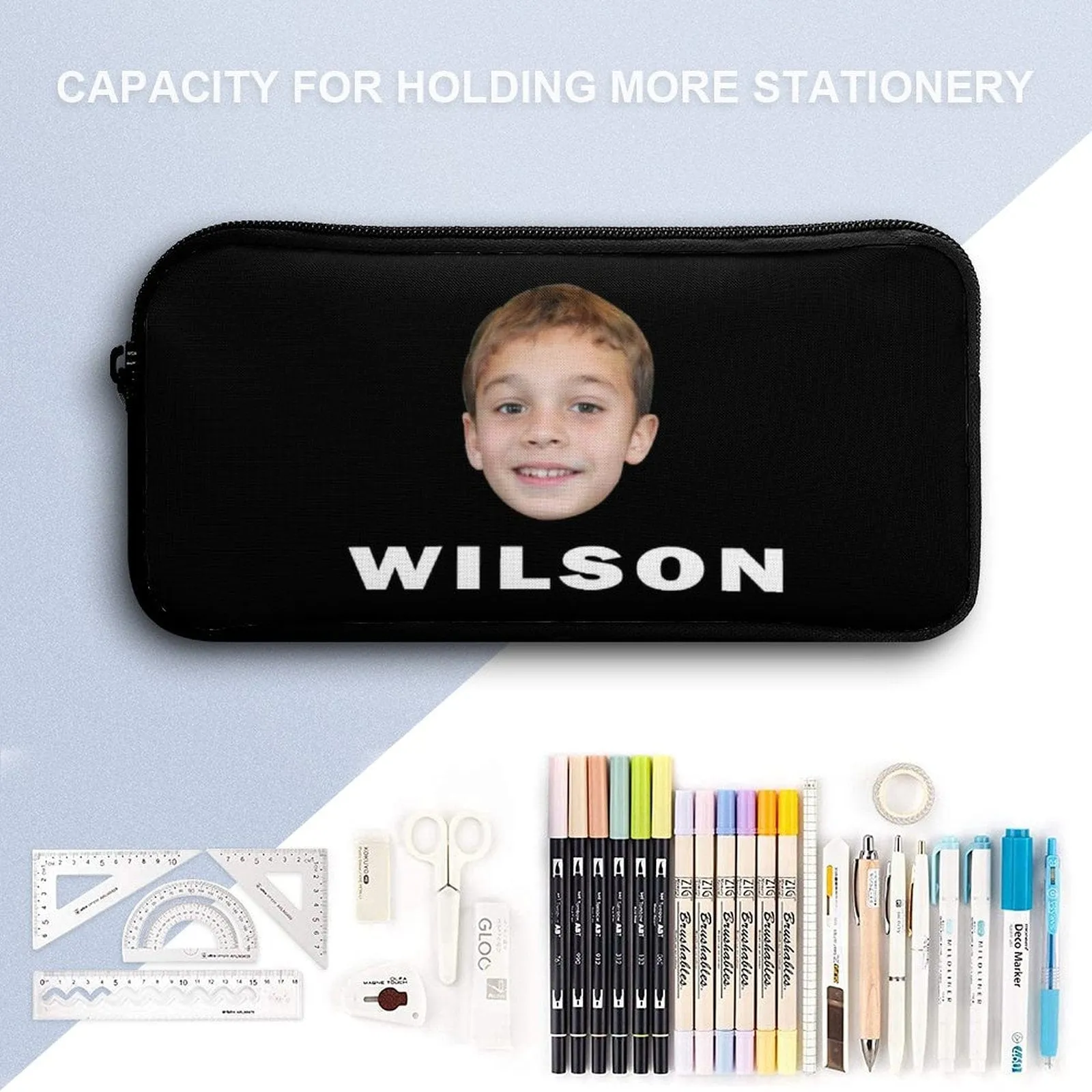 Custom Face&Name 3 in 1 Personalized School Backpack School Lunch Bag Pencil Case