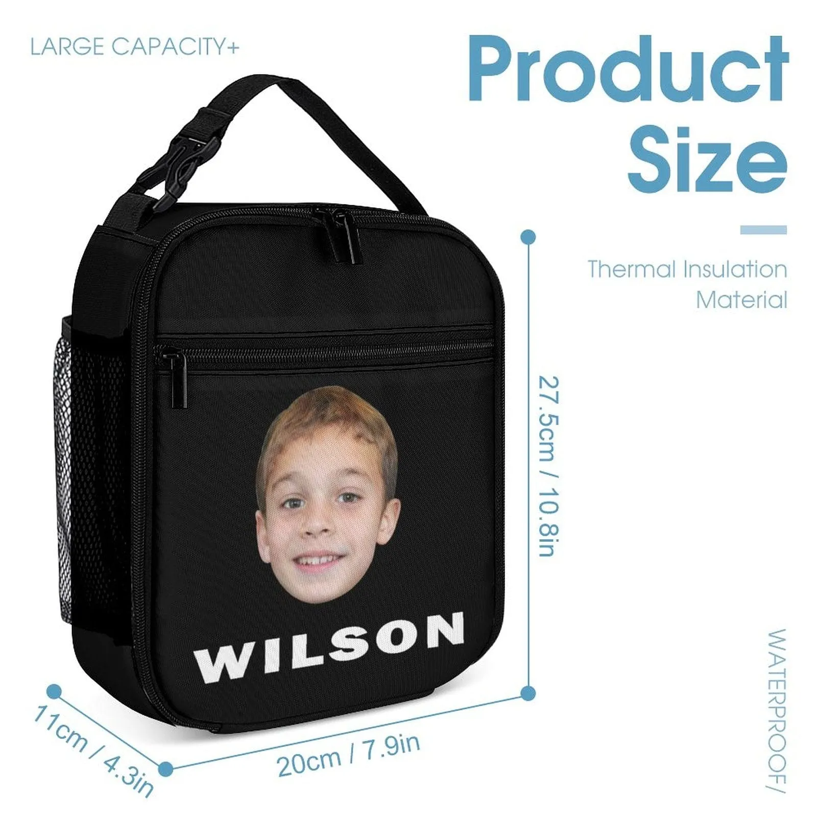 Custom Face&Name 3 in 1 Personalized School Backpack School Lunch Bag Pencil Case