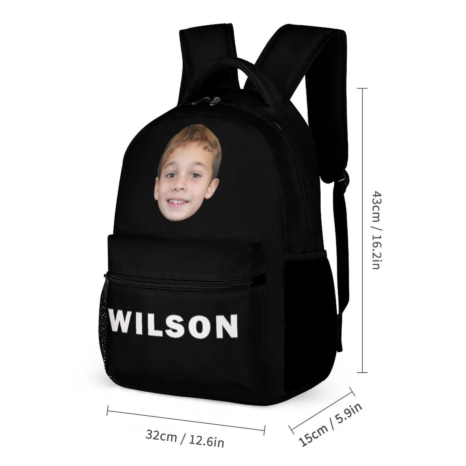 Custom Face&Name 3 in 1 Personalized School Backpack School Lunch Bag Pencil Case