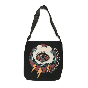 Dark Cloud Cloud Eye Lightning Tattoo Adjustable Tote Bag in Black / Vintage Old School Traditional Tattoo Flash / Punk Rock Shopping