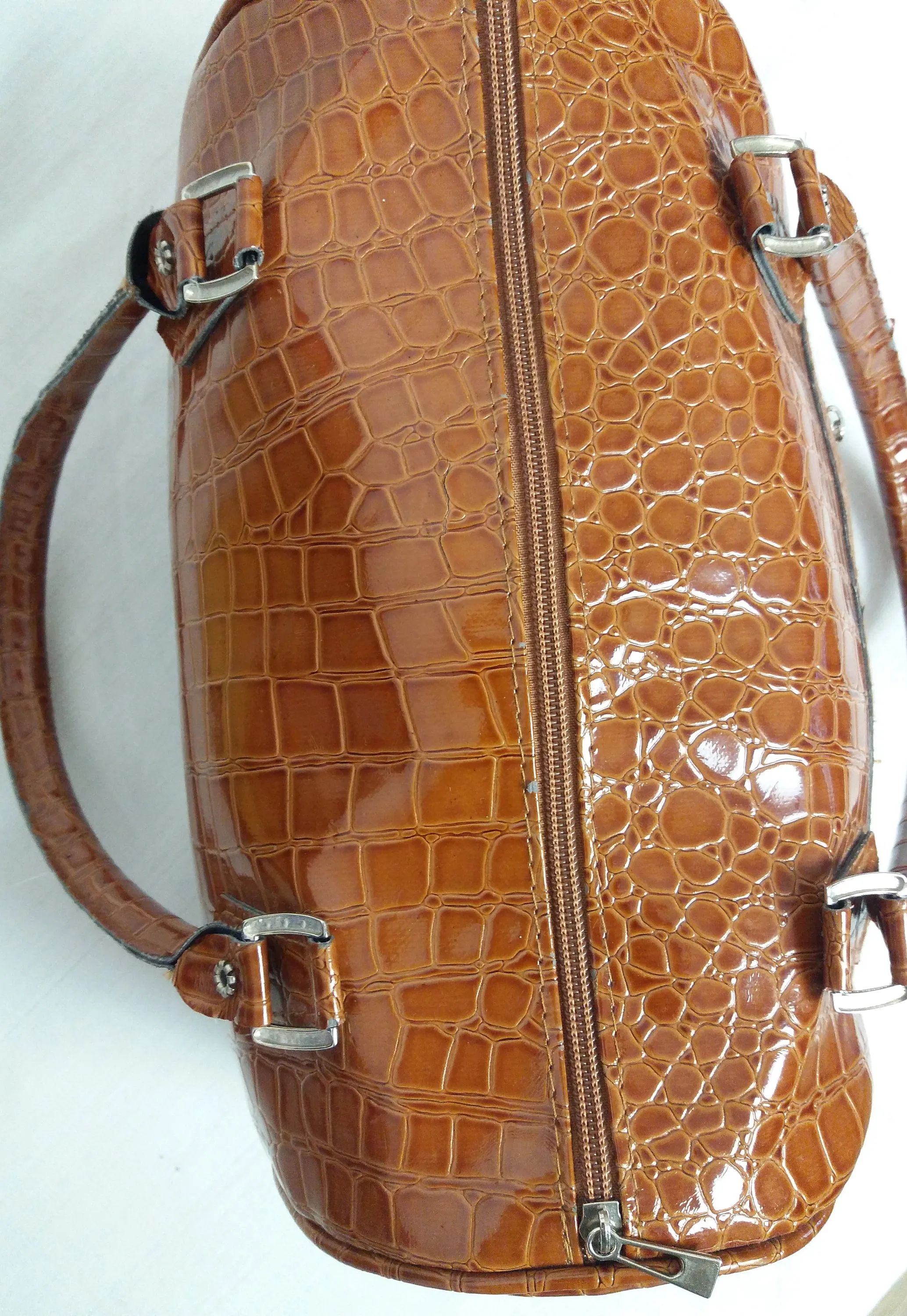 Faux Croc Patent Leather Bag