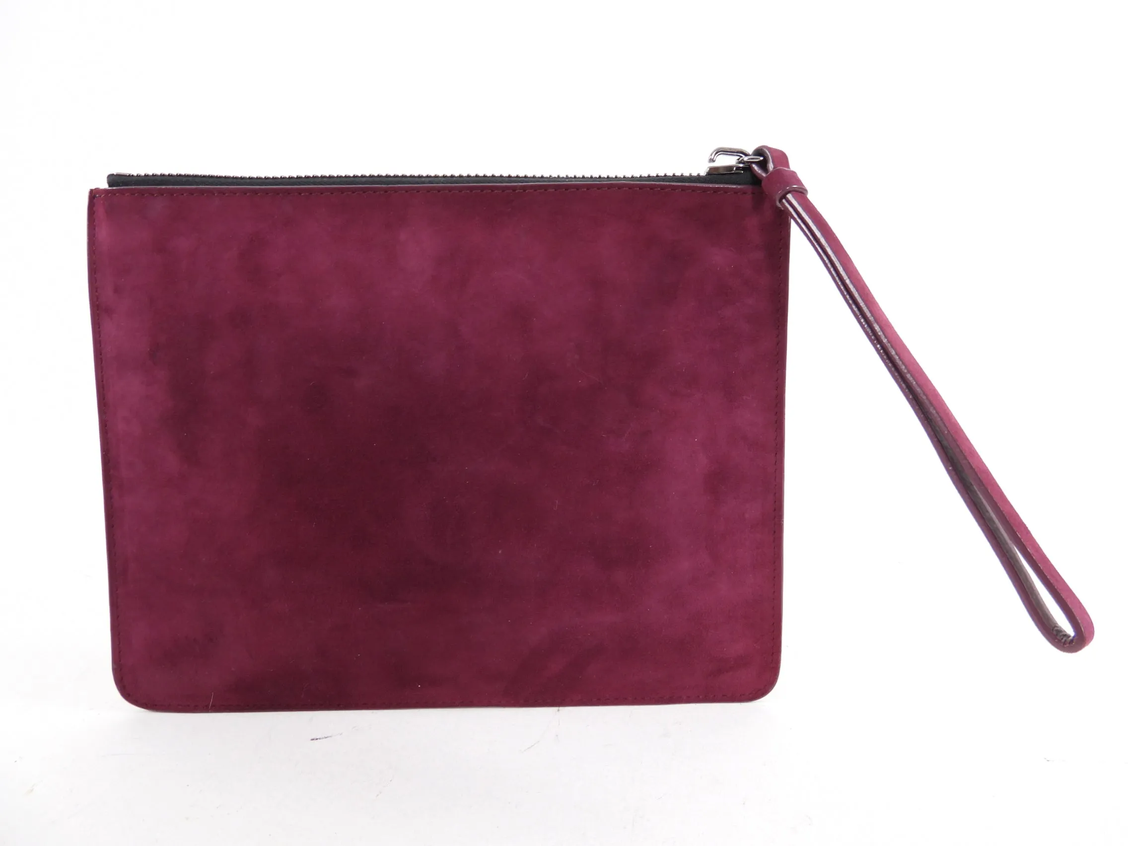 Giuseppe Zanotti Plum Purple Suede Zippered Wristlet Pouch