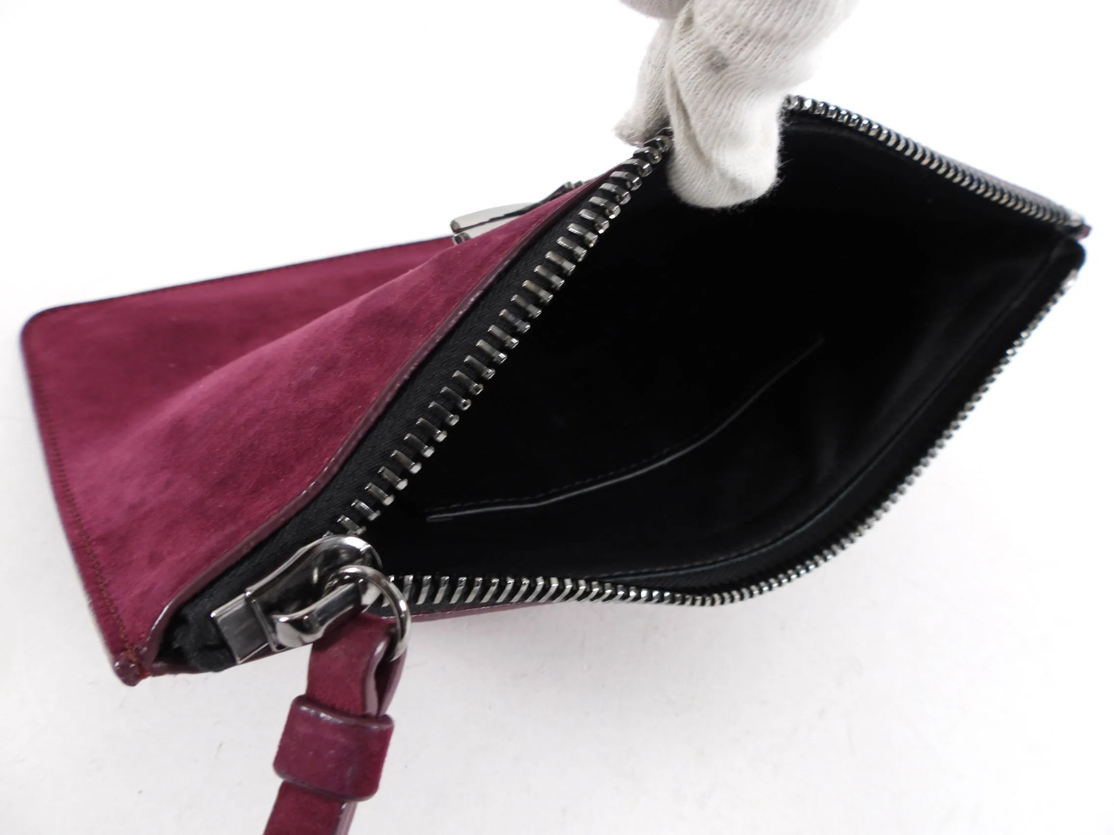 Giuseppe Zanotti Plum Purple Suede Zippered Wristlet Pouch