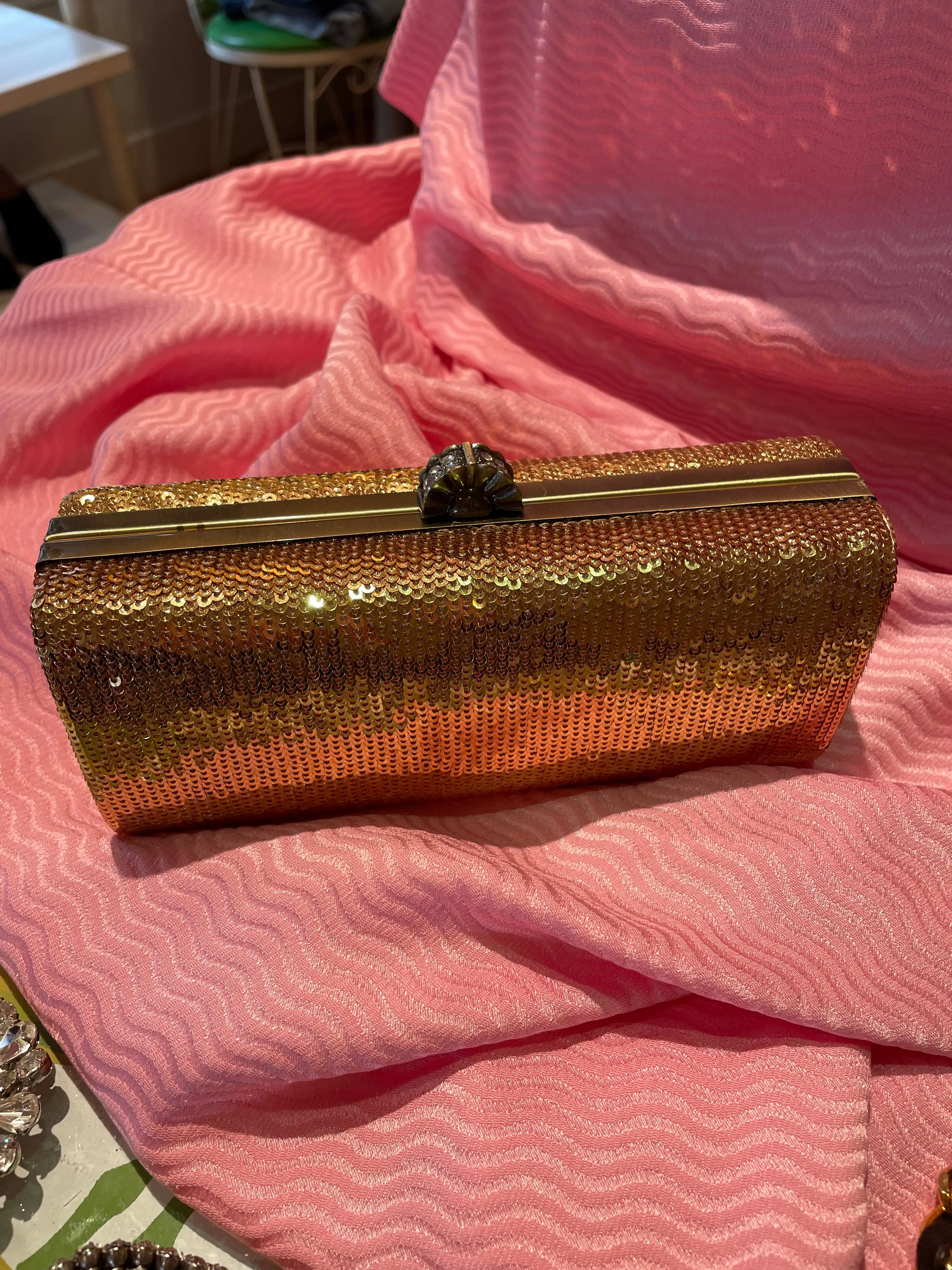 Gold Sequined Evening Clutch