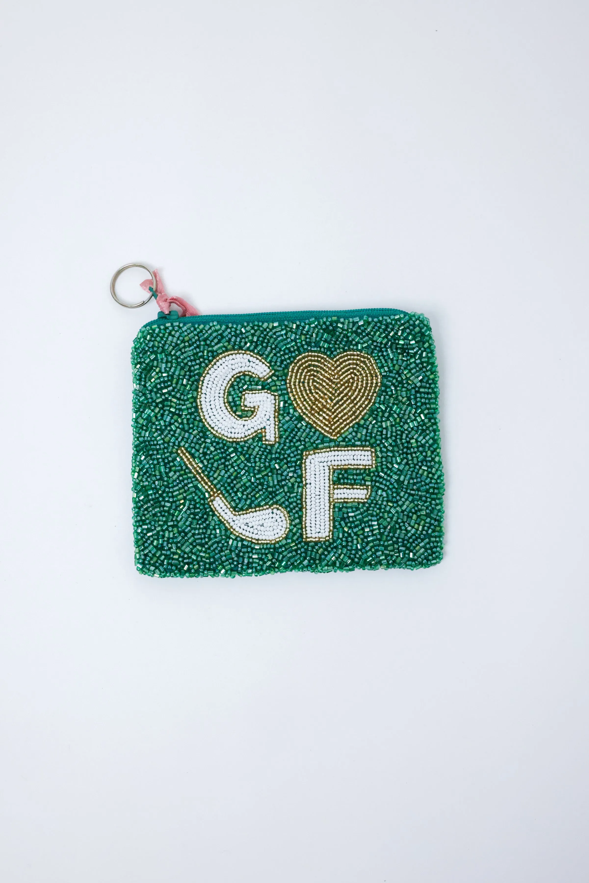 Golf Heart Beaded Coin Purse