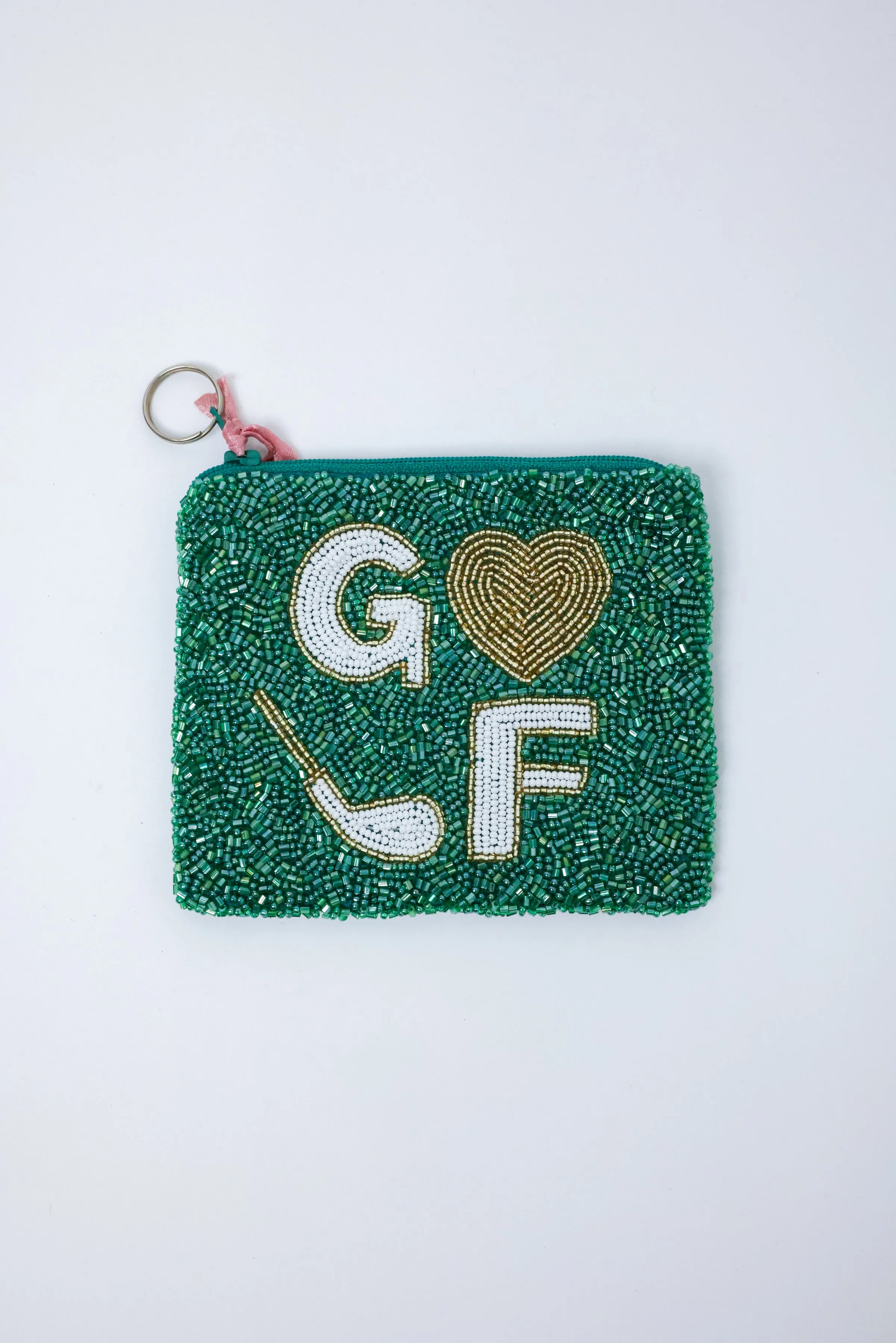 Golf Heart Beaded Coin Purse