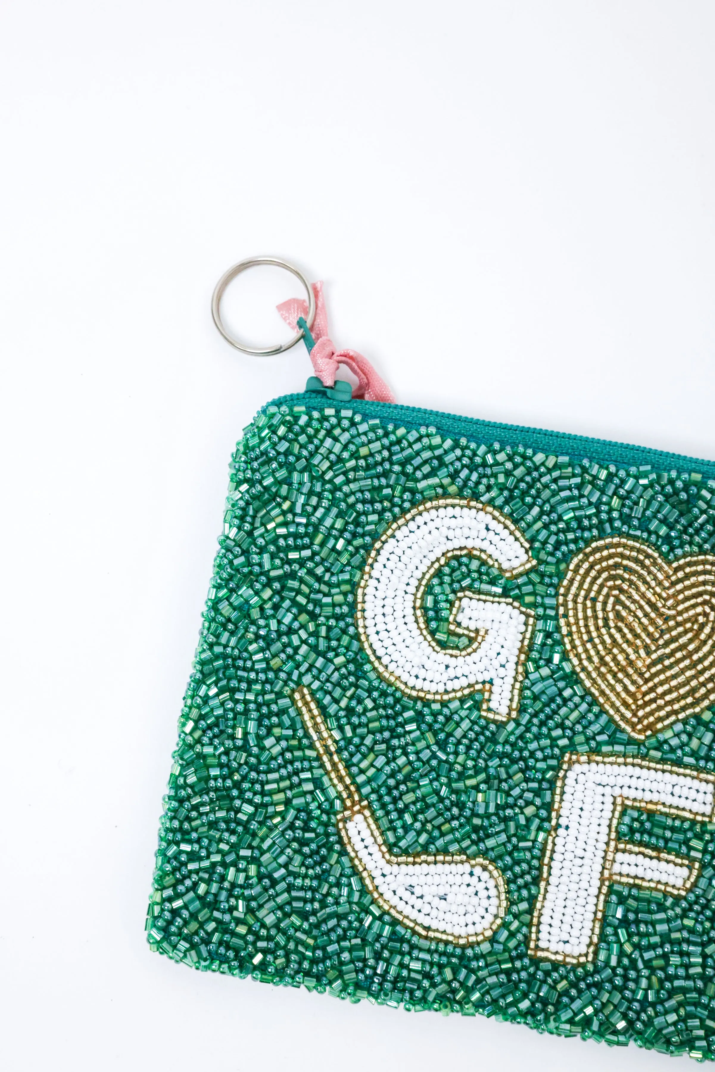 Golf Heart Beaded Coin Purse