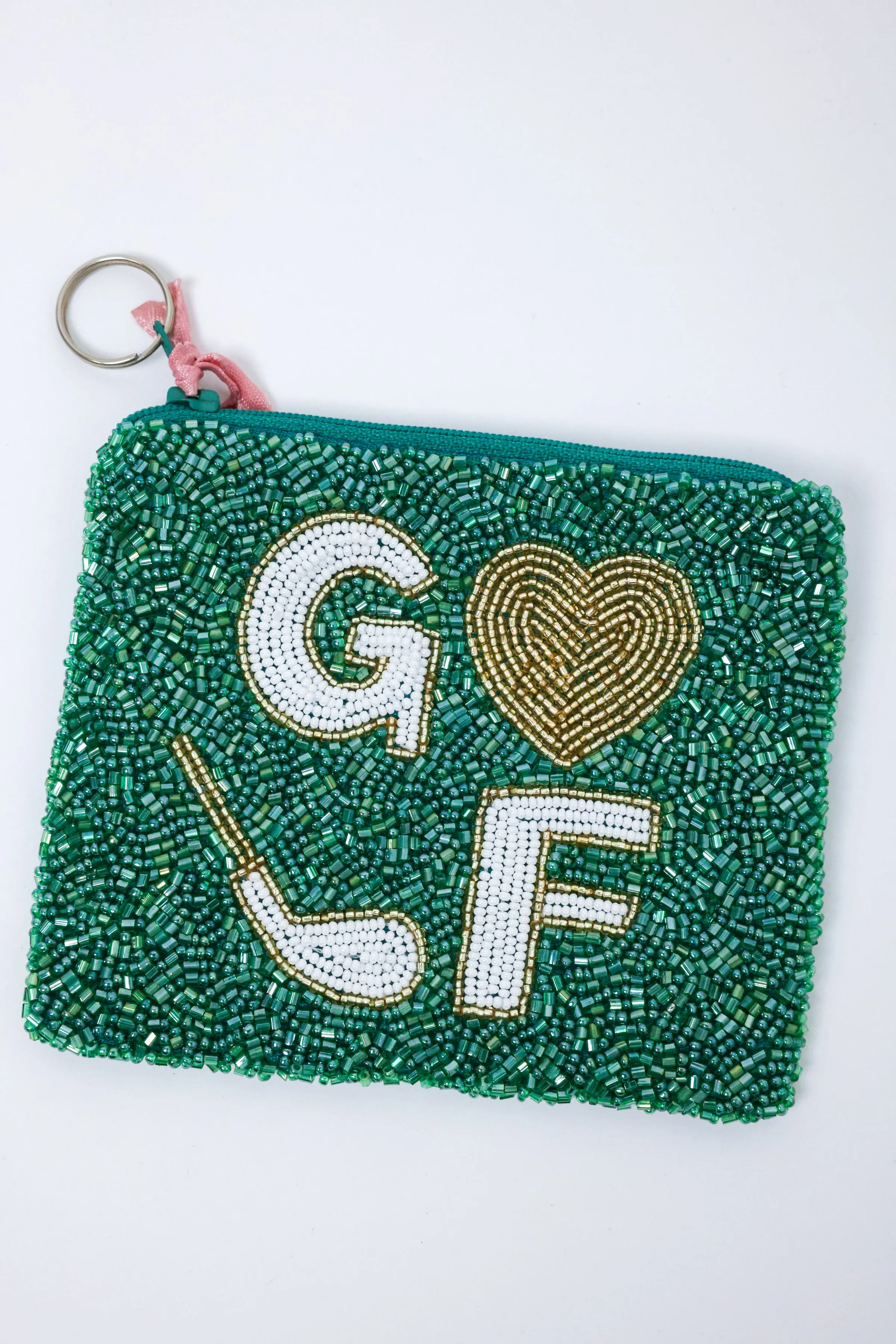 Golf Heart Beaded Coin Purse