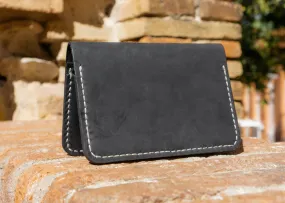 Hand Stitched Black Leather Wallet- Fashion Racing | HandCrafted