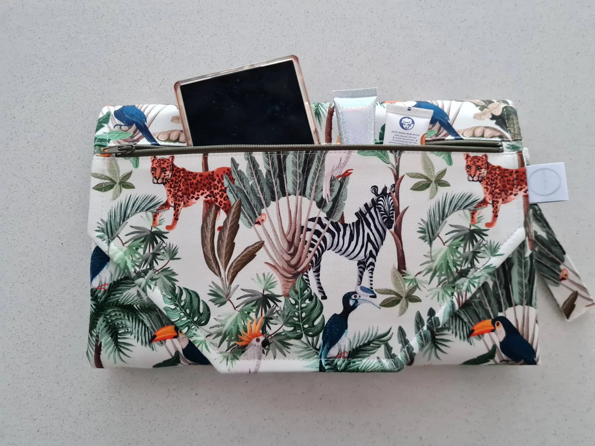 Jungle zippered Nappy change mat clutch DELUXE