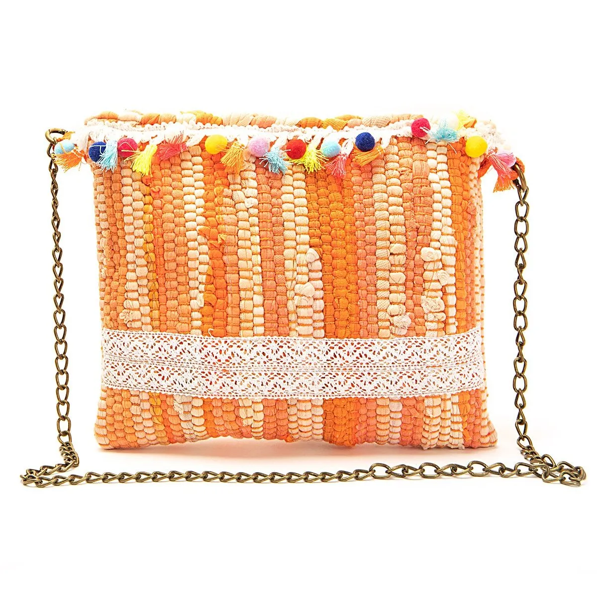 Kourelou Cross Body Bag  With Pom Pom