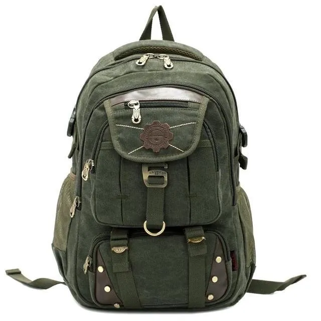 Large Canvas and Leather Travel Backpack in 3 Colors