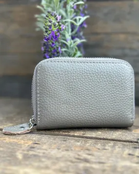 Leather Card Holder Purse - Grey