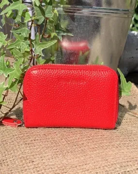 Leather Card Holder Purse - Red