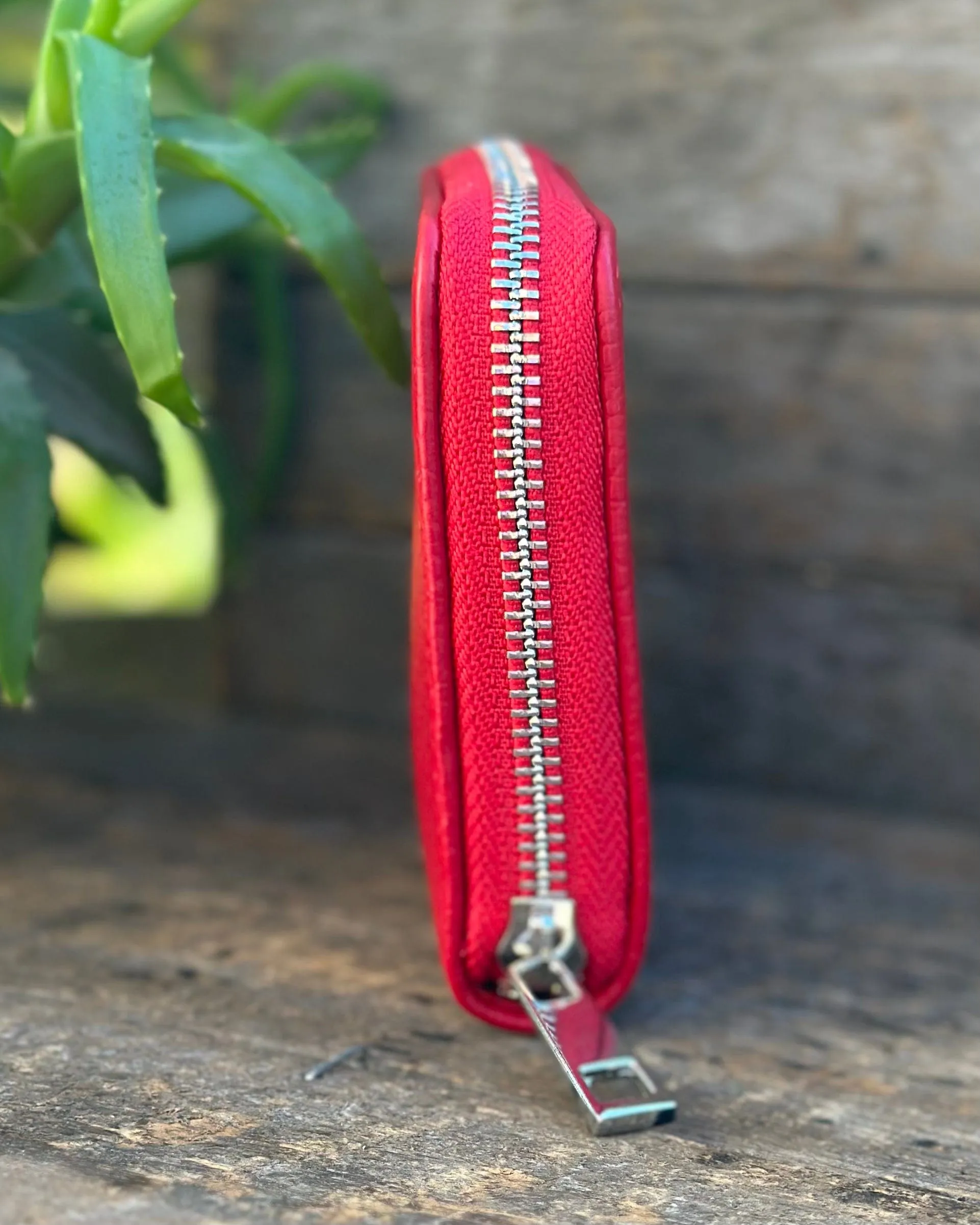 Leather Purse/Card Holder - Red