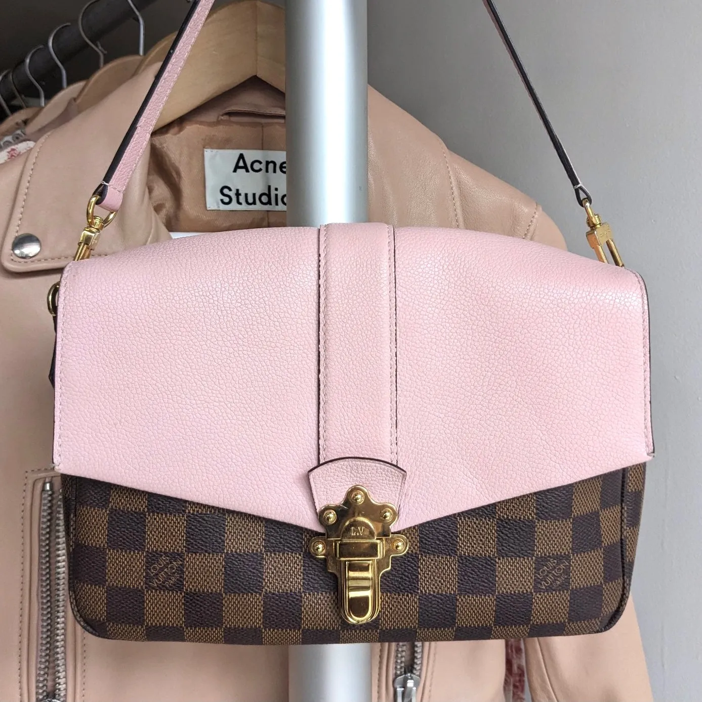 Classic Louis Vuitton Clapton PM Bag in Elegant Damier Ebene Canvas