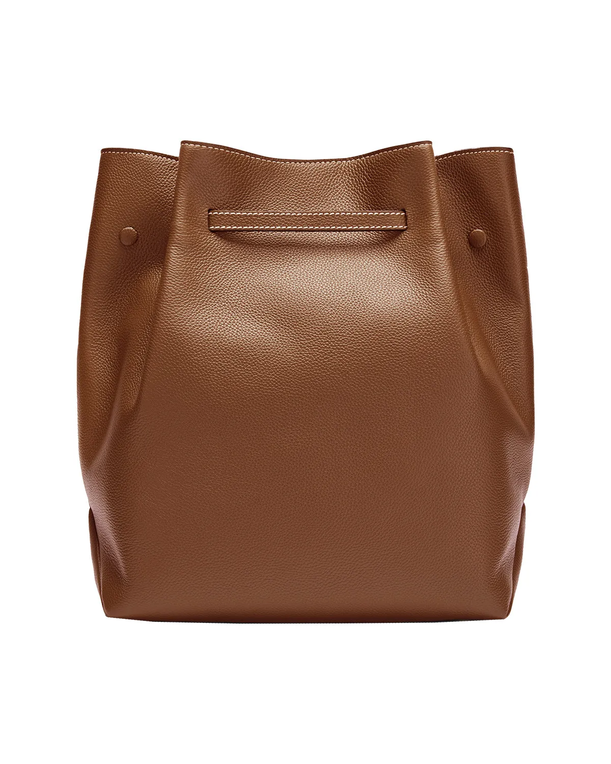 New York Large Bucket Bag (Tan with Stitching)