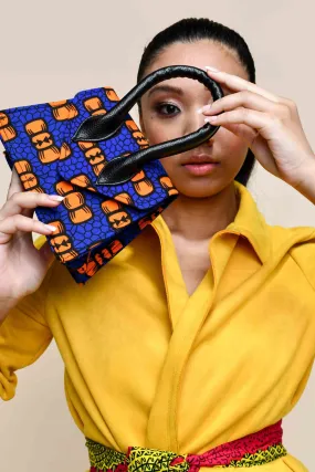 PELAGIE I African Print Mini Bag (Leather Handle)