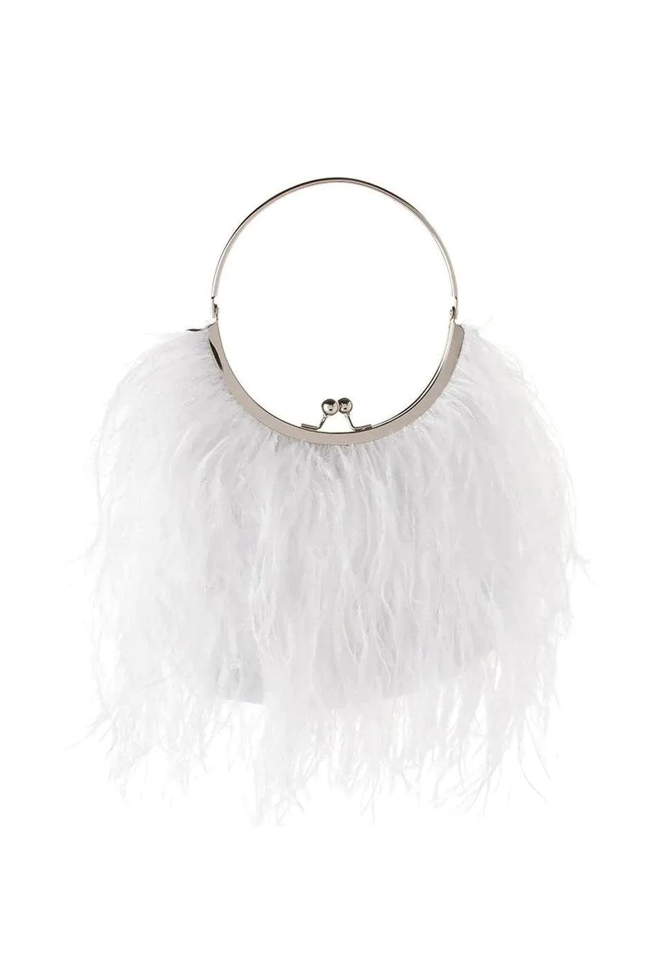 Penny Feathered Framed Bag - White