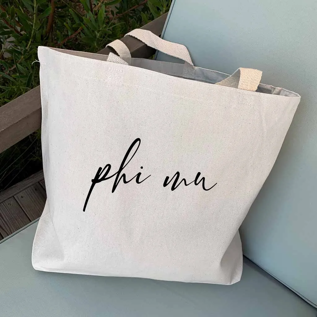 Phi Mu Script Writing Nickname Canvas Tote Bag