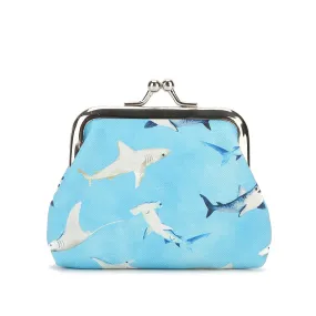 Pouch Coin Large Happy Sharks Blue