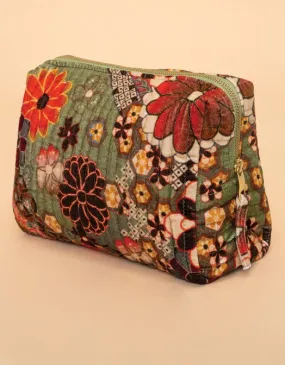 Powder - Quilted Velvet Wash Bag - Sage