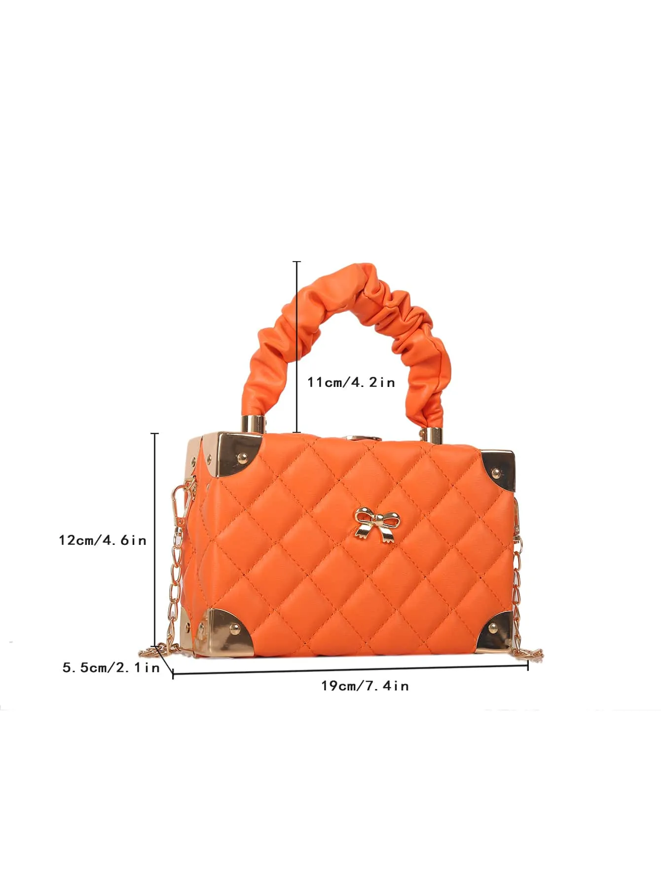 Quilted Butterfly Knot Handbag With Metal Chain Strap