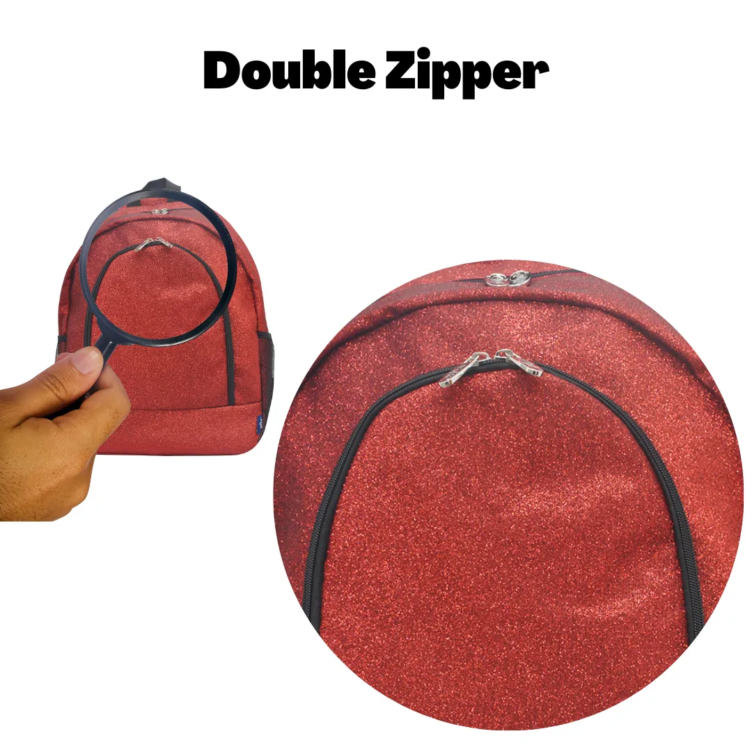 Red Glitter NGIL Canvas Backpack