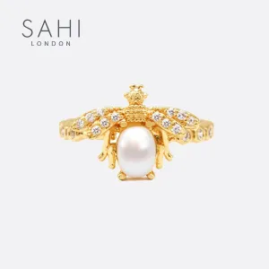 Sahi Golden Bee & Pearl Ring