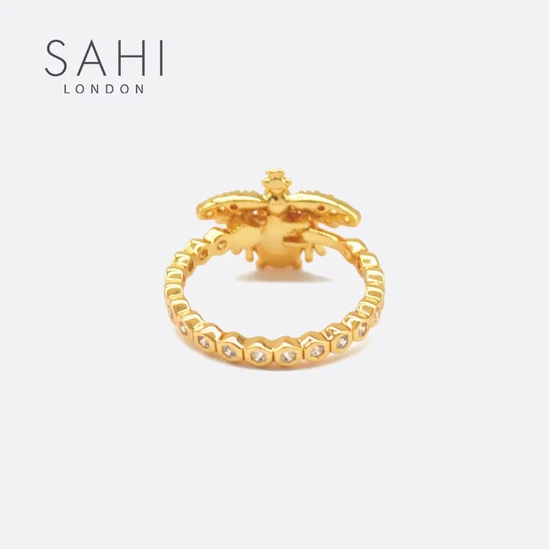 Sahi Golden Bee & Pearl Ring