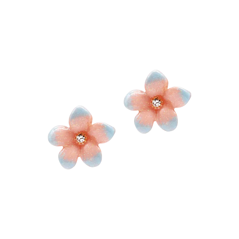 Sahi Peach Lilys Flower Stud Earrings