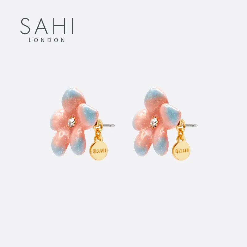 Sahi Peach Lilys Flower Stud Earrings