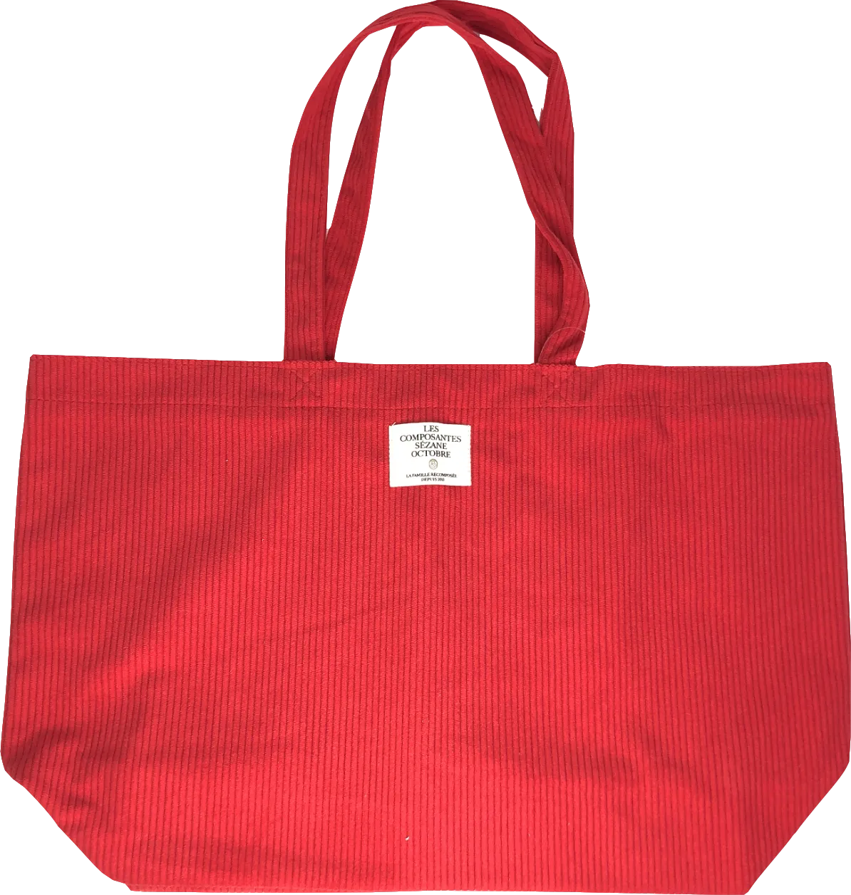 Sezane Octobre One-Size Tote Bag in Vibrant Red Corduroy